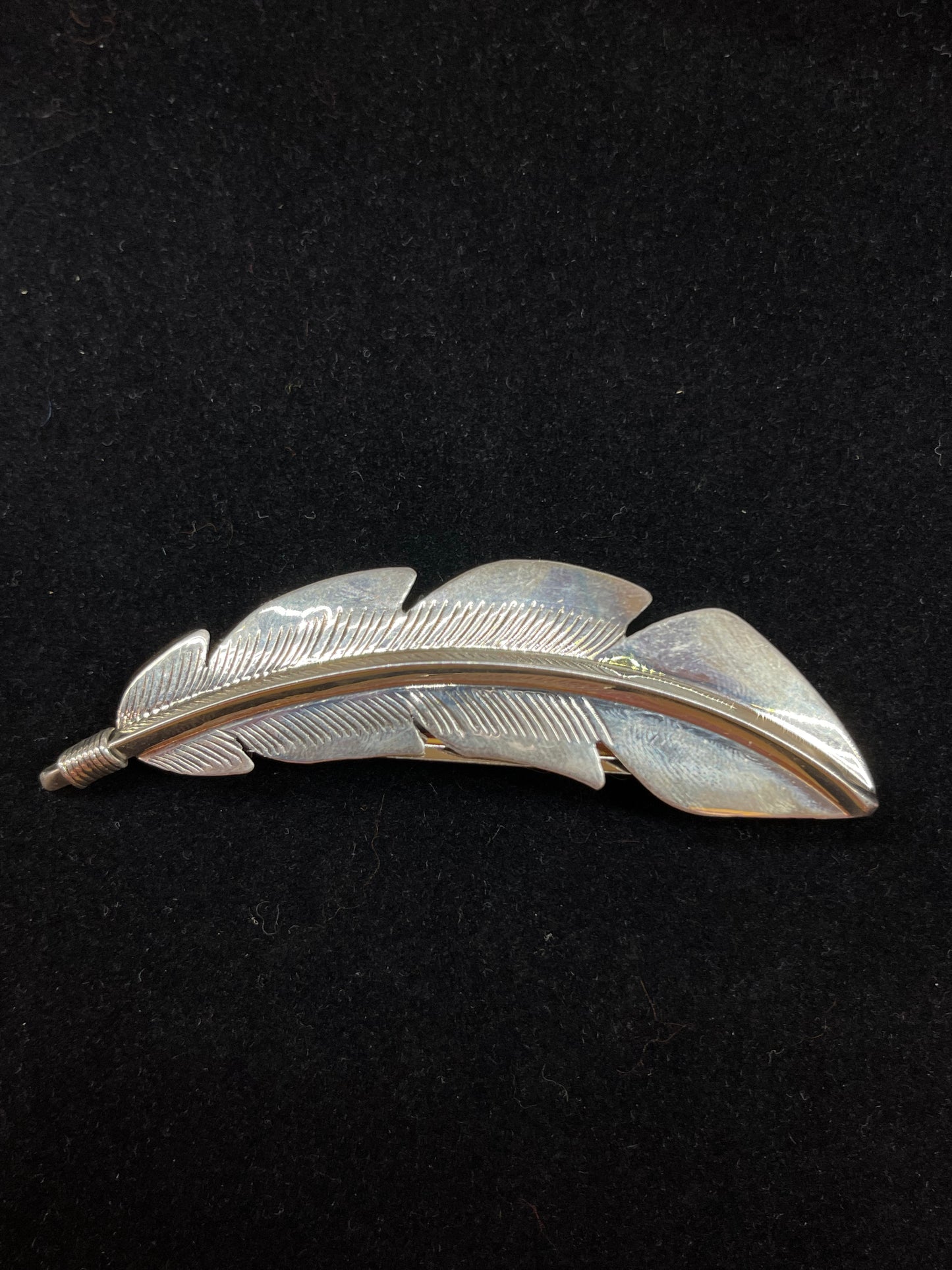 3" Sterling Silver Feather Hair Barrette by Billy Long, Navajo