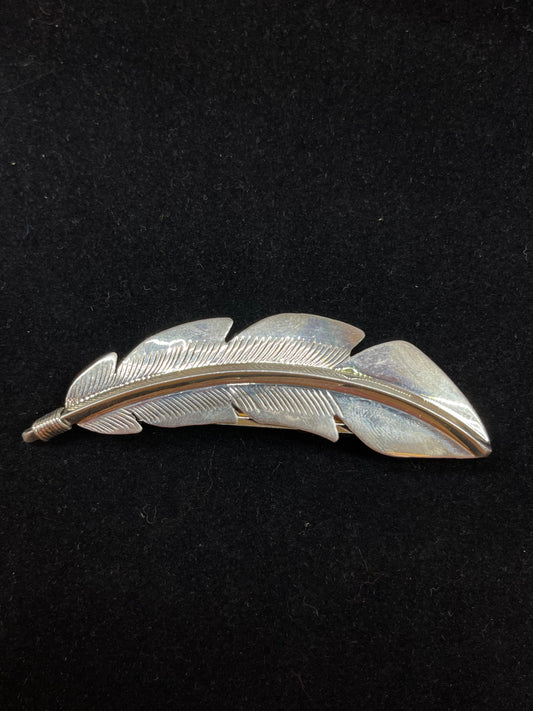 3" Sterling Silver Feather Hair Barrette by Billy Long, Navajo