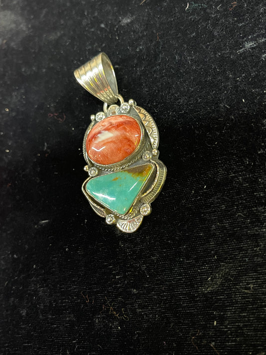 Spiny Oyster Kingman Turquoise Pendant