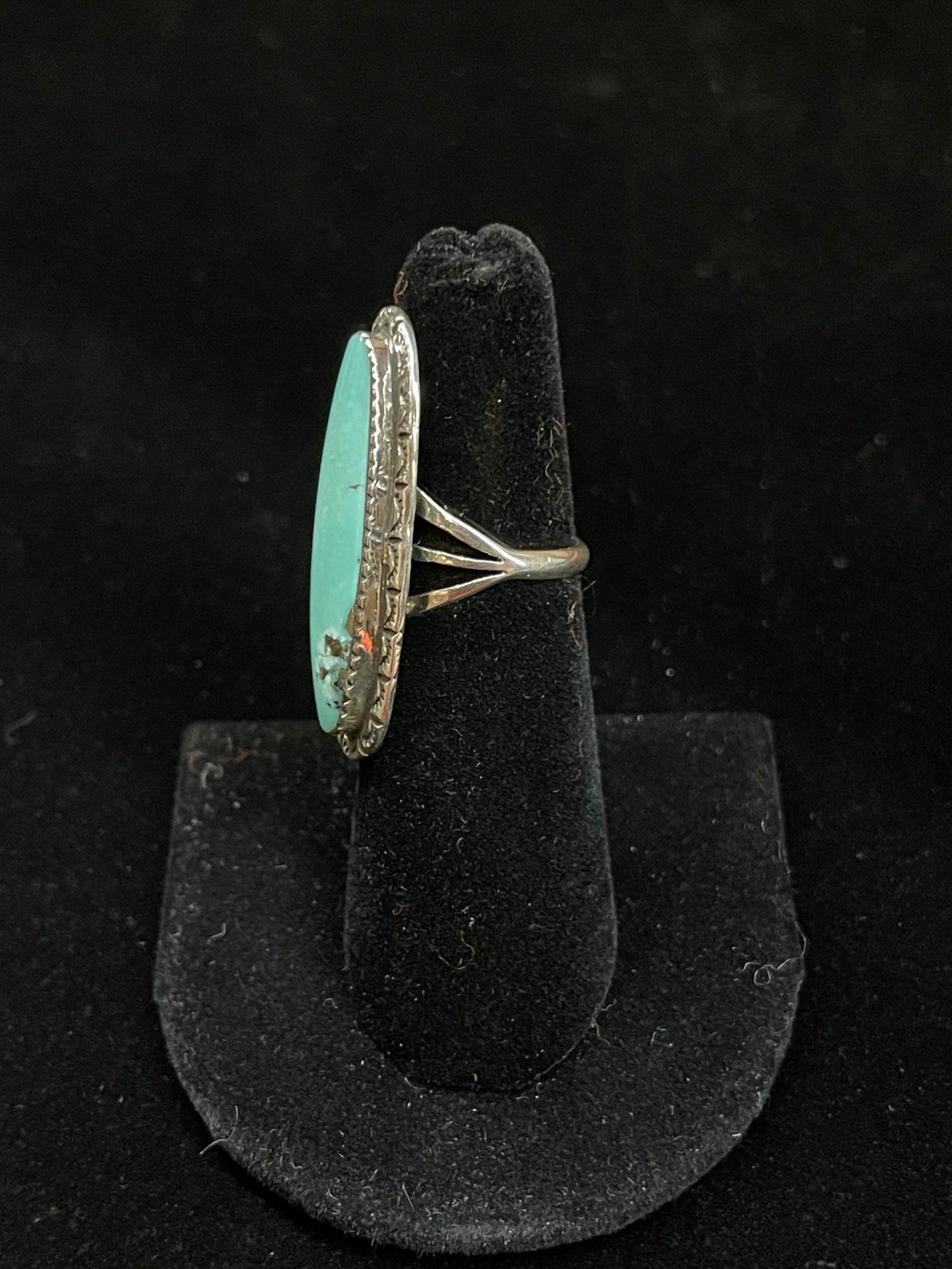 Turquoise Oval Ring by Mike Smith, Navajo