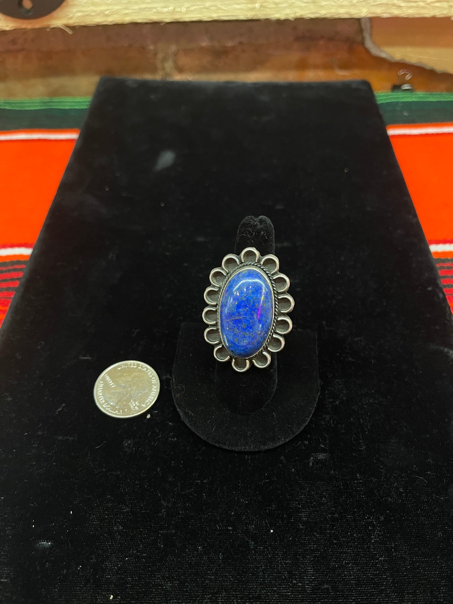 Adjustable Oval Lapis Ring