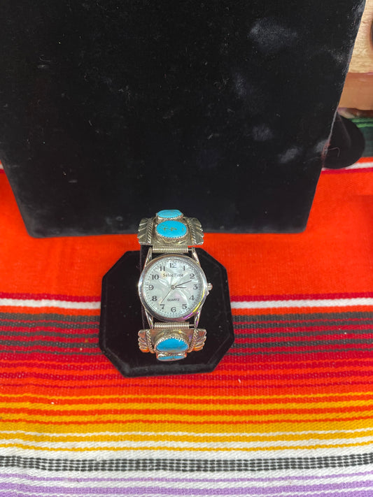 Watch with Turquoise and Silver Band