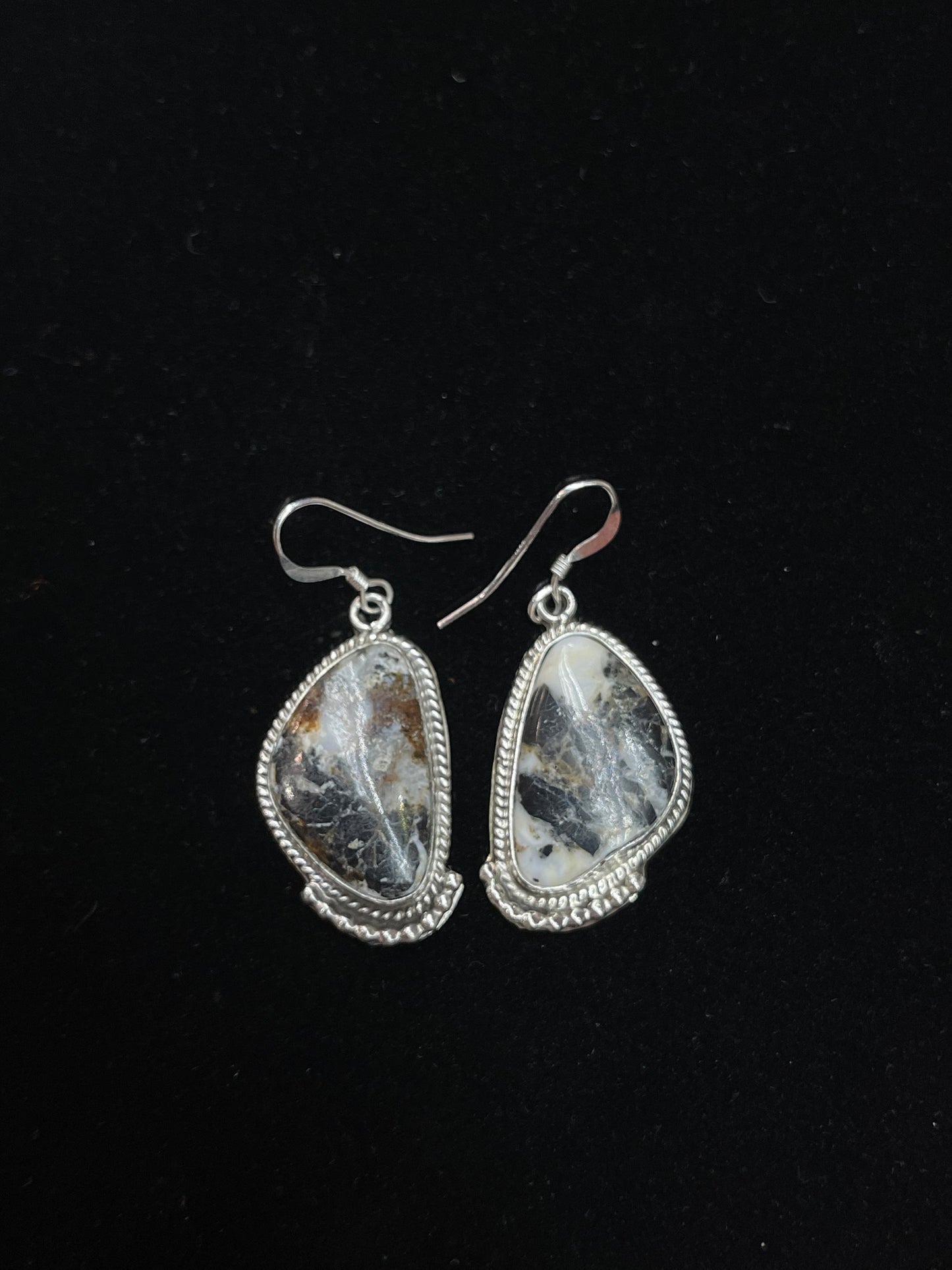 White Buffalo Dangle Earrings by Verley Betone, Navajo