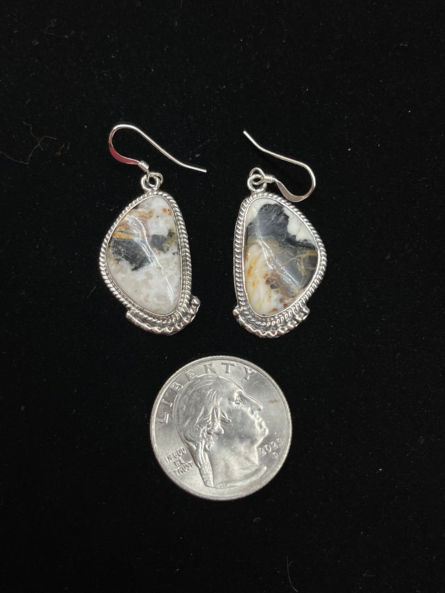 White Buffalo Dangle Earrings by Verley Betone, Navajo