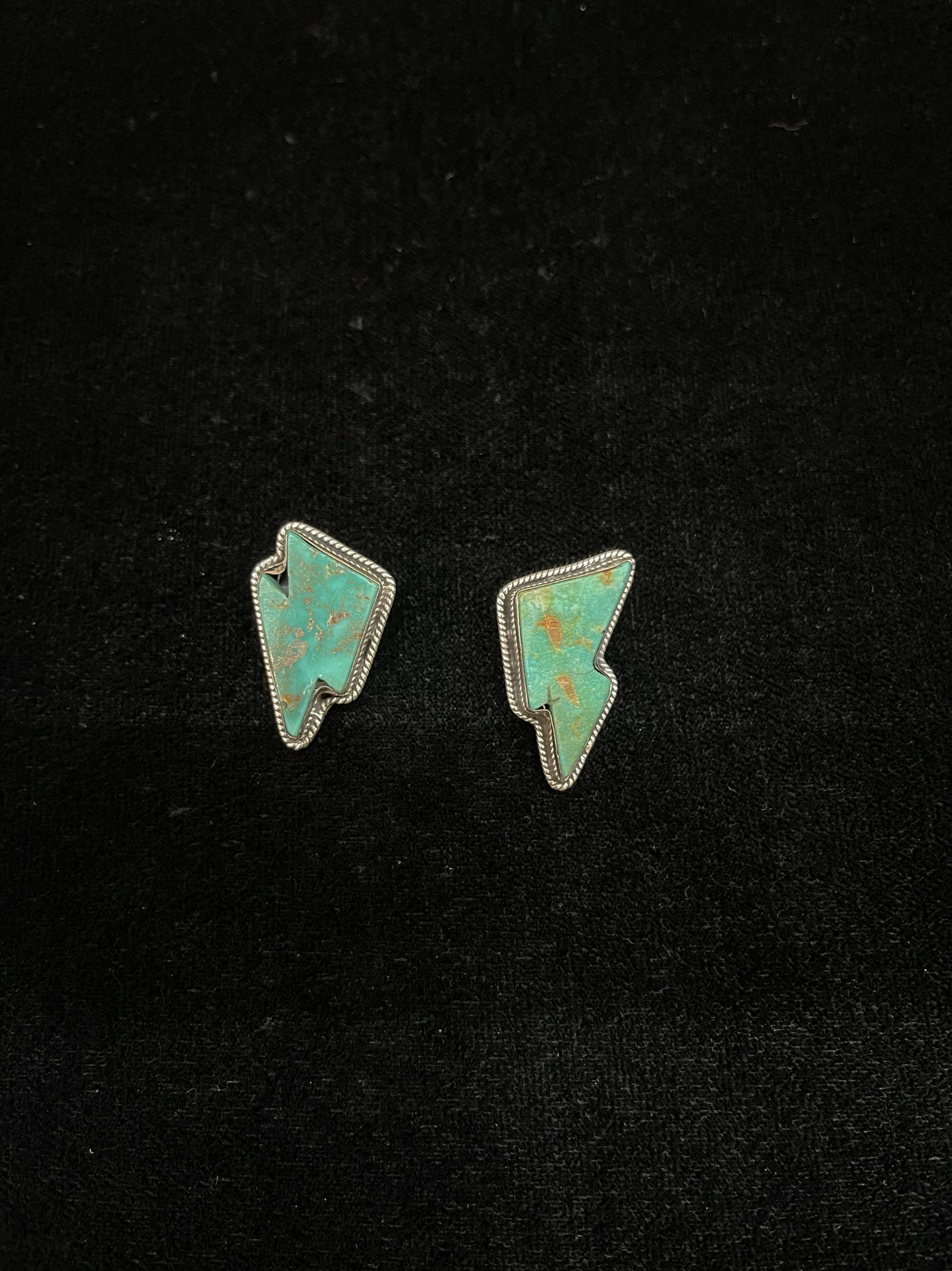 Kingman Turquoise Lightning Bolt Post Earrings