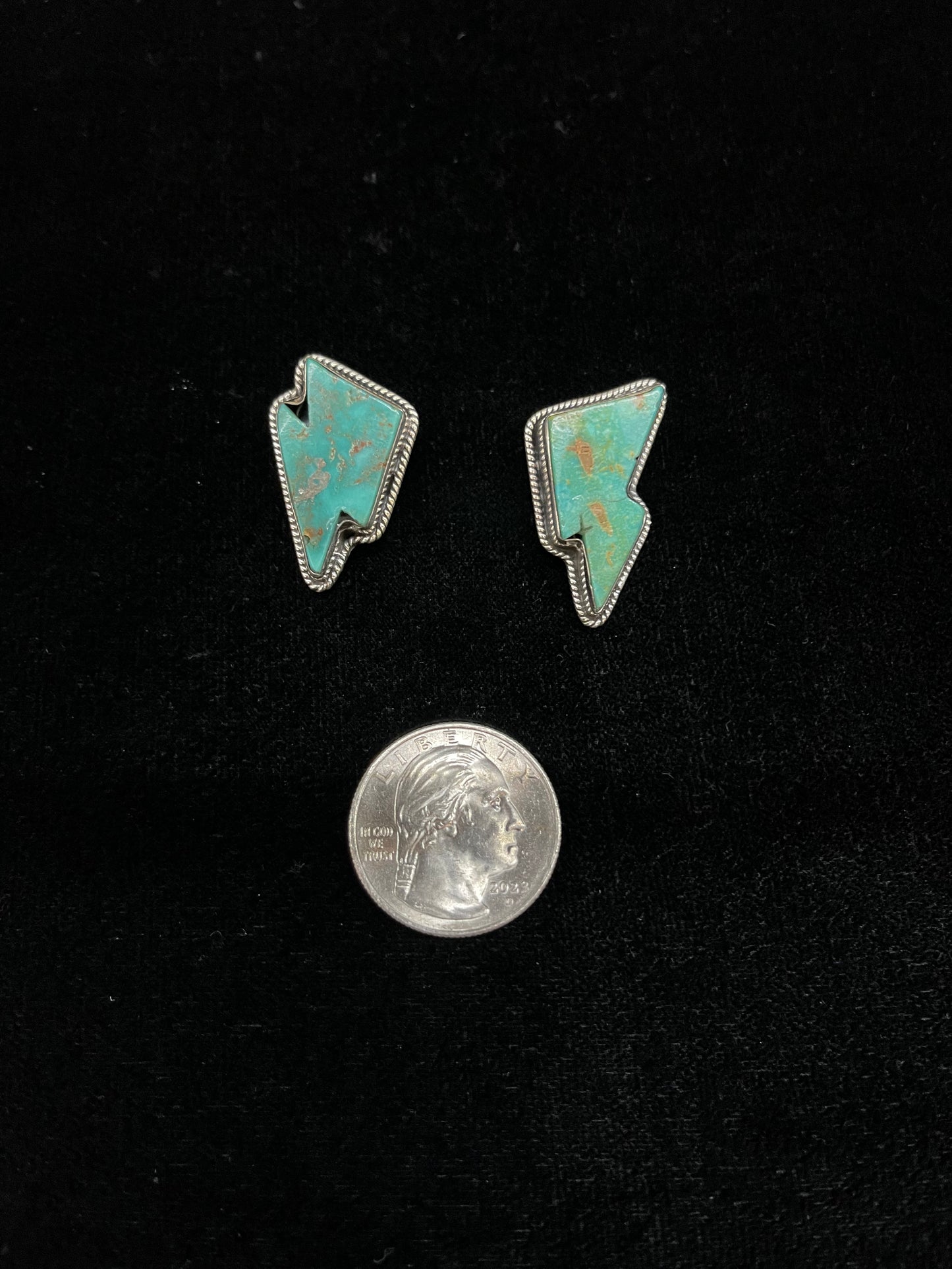 Kingman Turquoise Lightning Bolt Post Earrings
