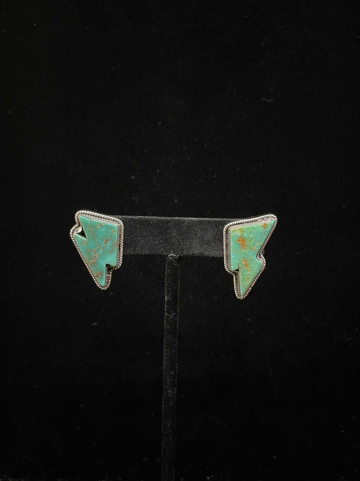Kingman Turquoise Lightning Bolt Post Earrings