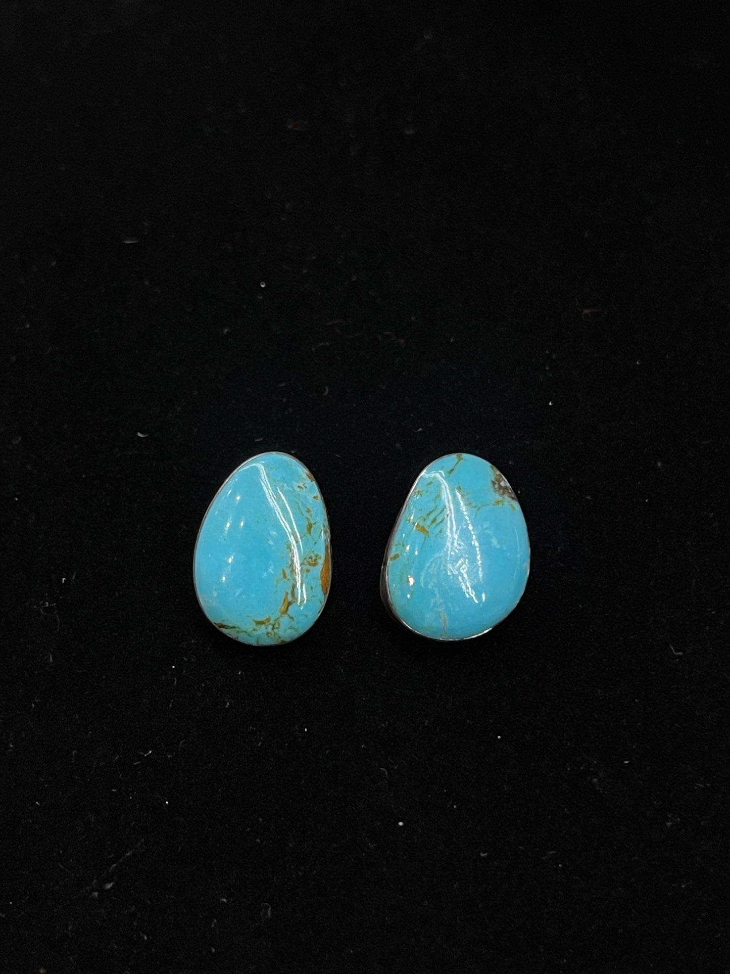 Sleeping Beauty Turquoise Post Earrings by Sharon McCarthy, Navajo