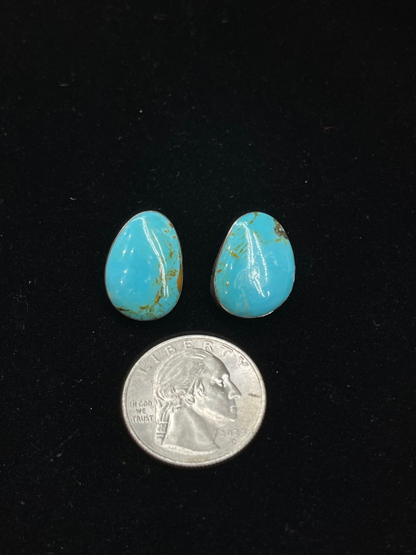 Sleeping Beauty Turquoise Post Earrings by Sharon McCarthy, Navajo