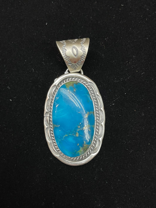 Blue Ridge Turquoise Pendant with 10mm Bale by John Nelson, Navajo