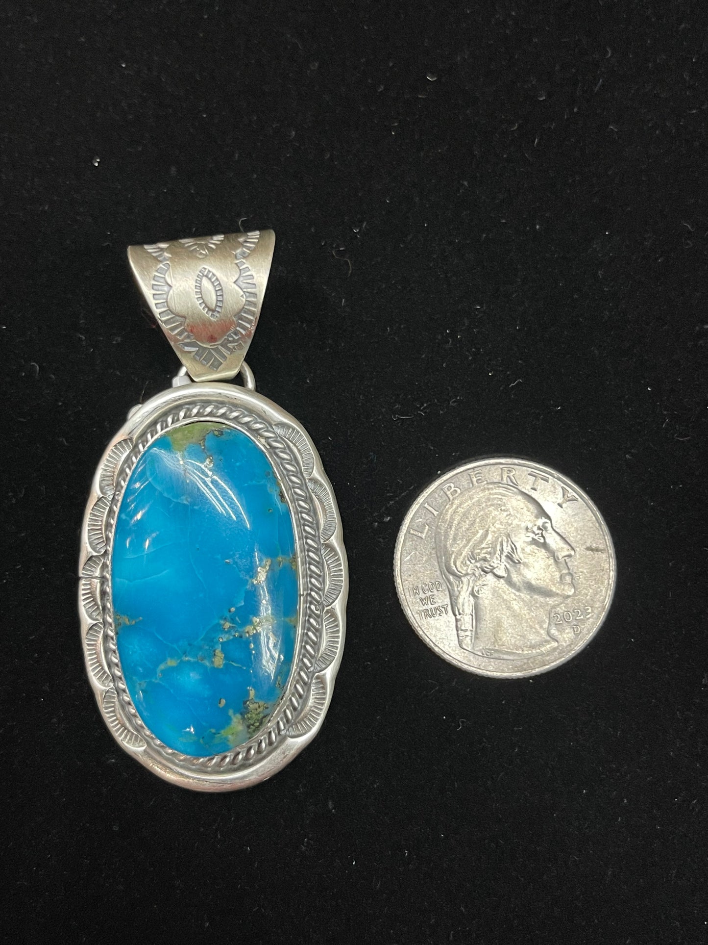 Blue Ridge Turquoise Pendant with 10mm Bale by John Nelson, Navajo