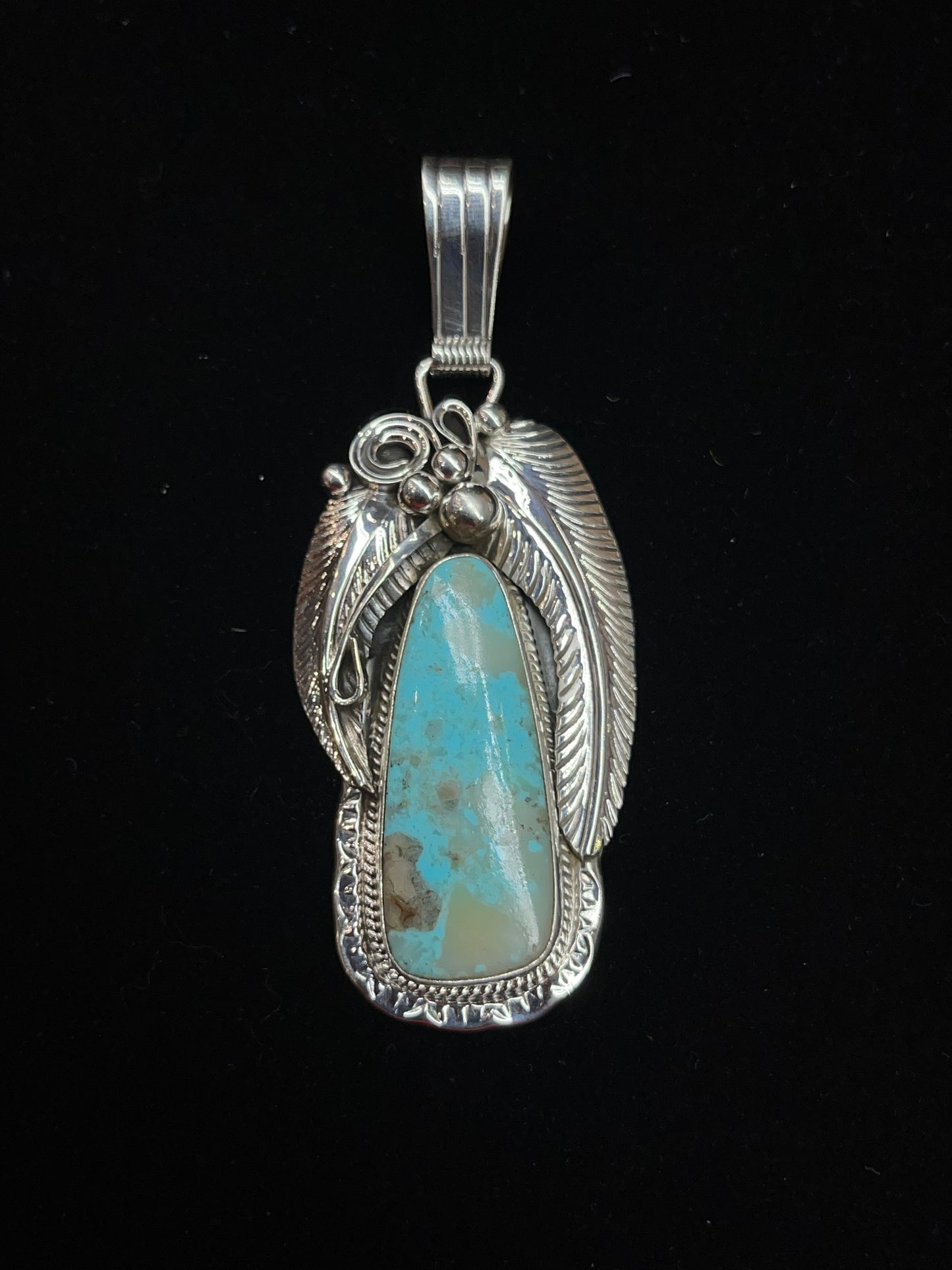 Campitos Turquoise Pendant by Davey Morgan, Navajo