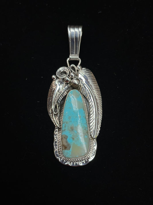 Campitos Turquoise Pendant by Davey Morgan, Navajo