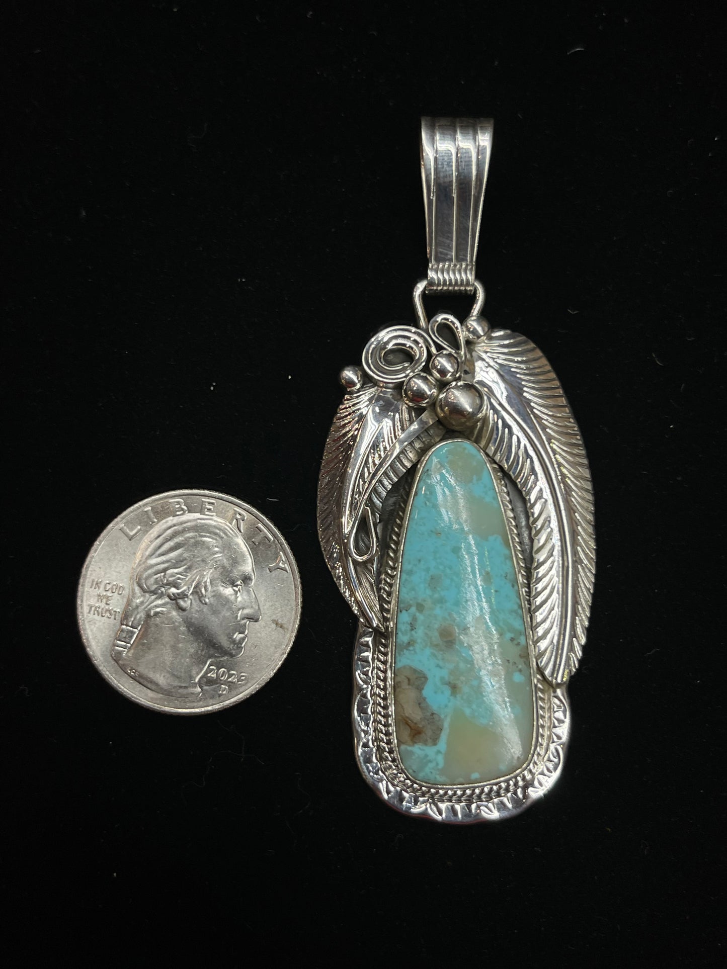 Campitos Turquoise Pendant by Davey Morgan, Navajo