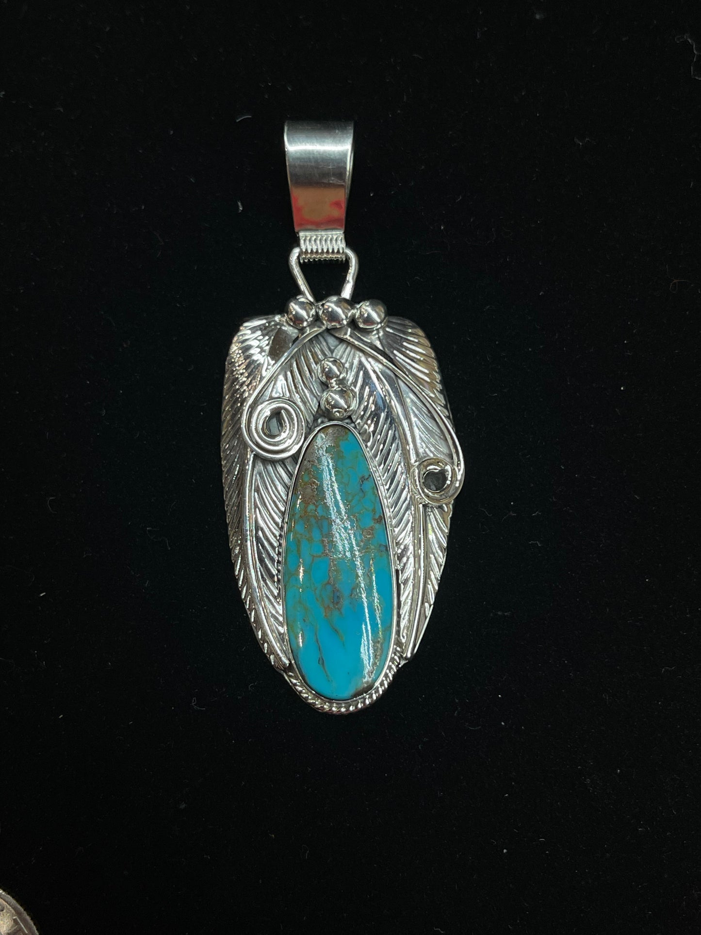 Kingman Turquoise Pendant by Davey Morgan, Navajo