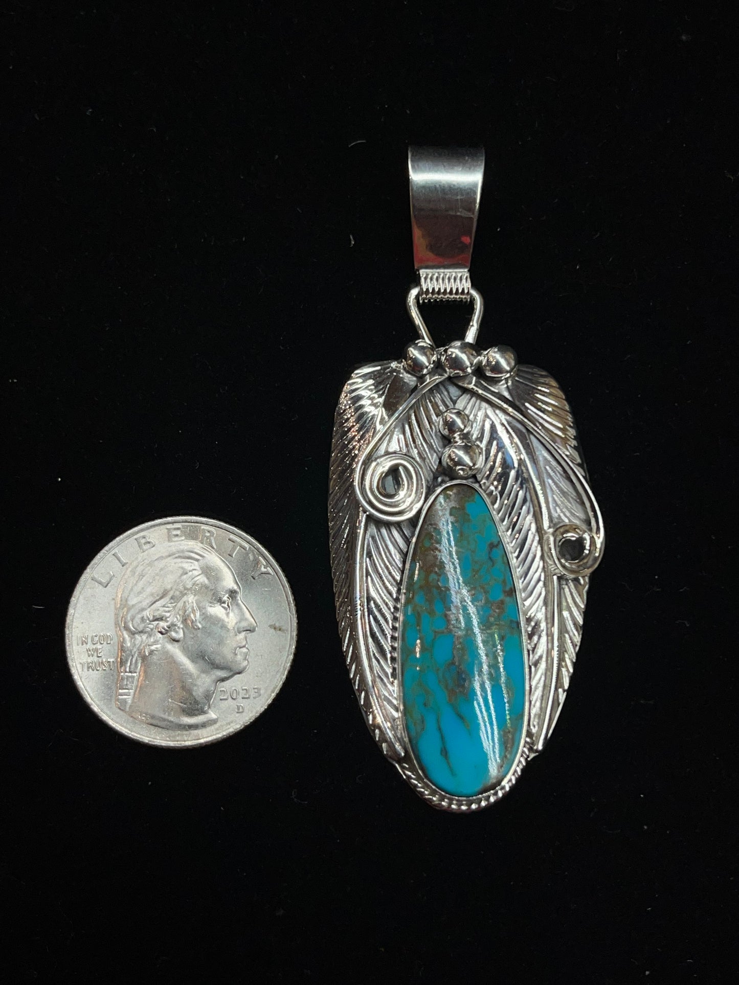 Kingman Turquoise Pendant by Davey Morgan, Navajo