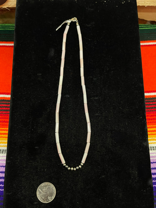 Pink Conch Shell and Navajo Pearl Necklace