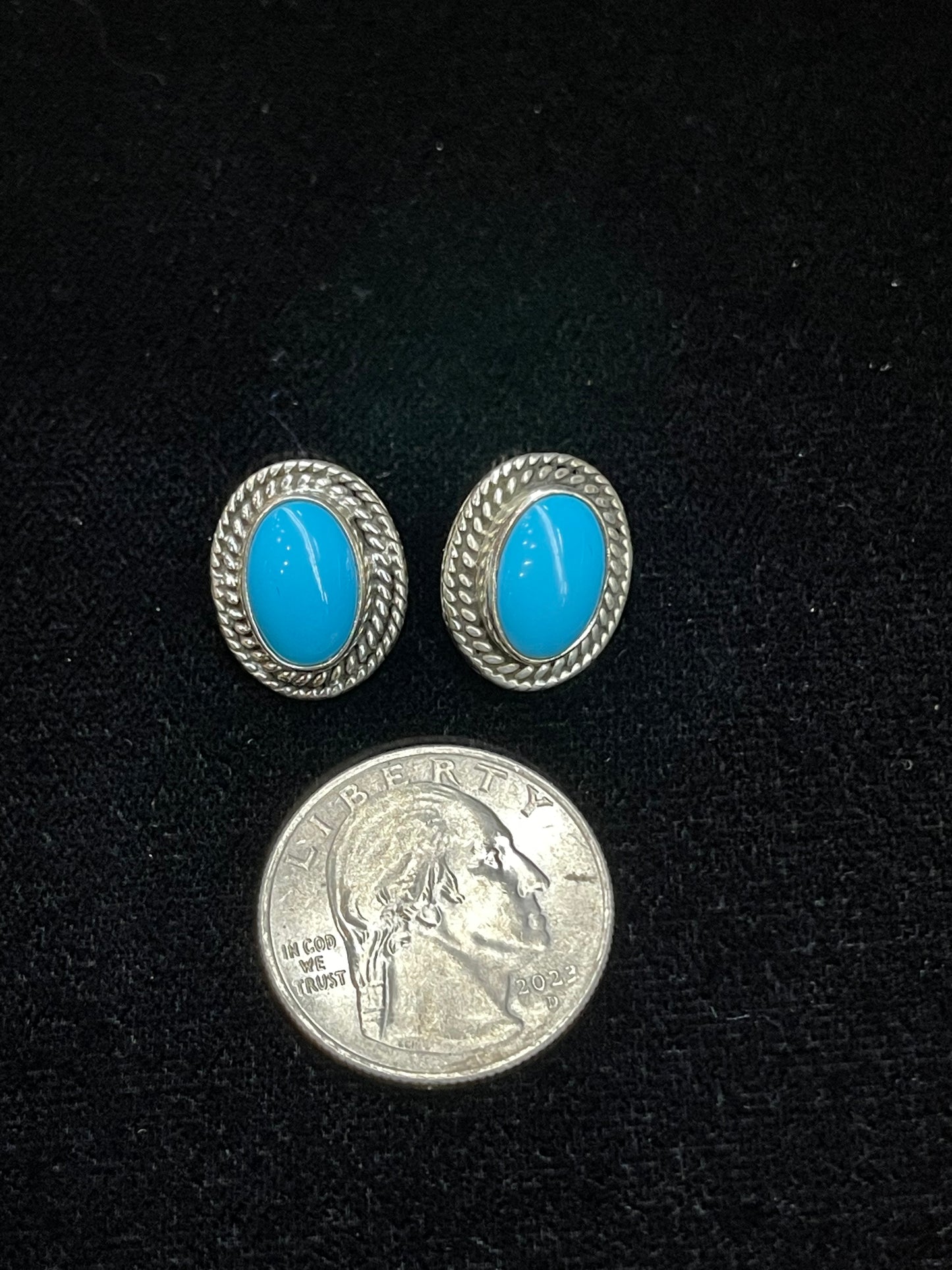 Oval Sleeping Beauty Turquoise Post Earrings