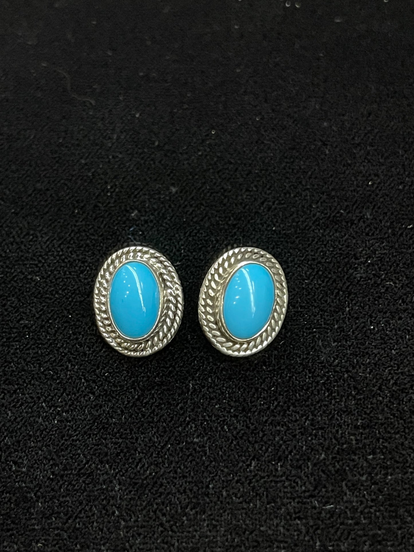 Oval Sleeping Beauty Turquoise Post Earrings