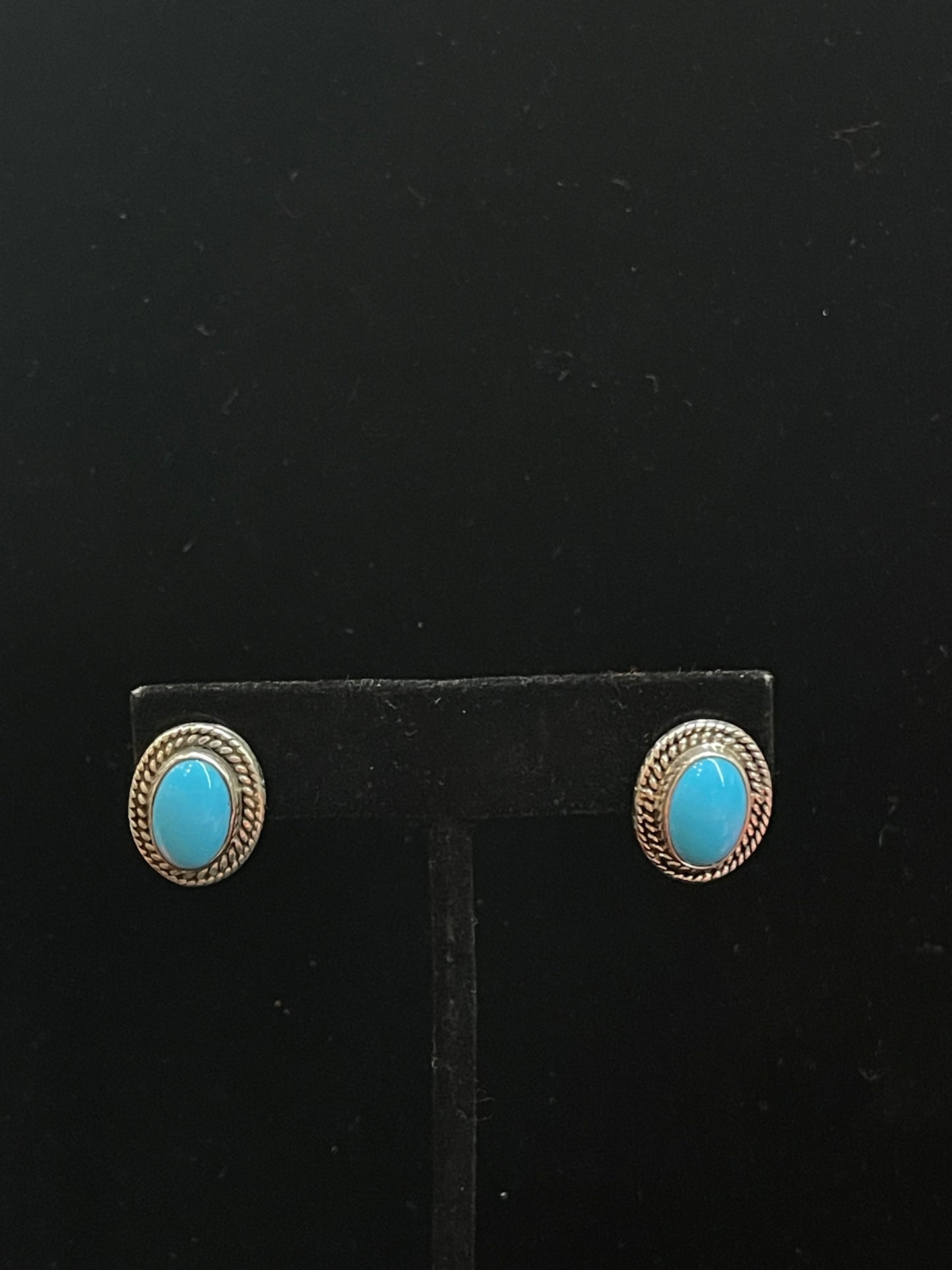 Oval Sleeping Beauty Turquoise Post Earrings