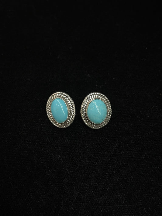 Oval Kingman Turquoise Post Earrings