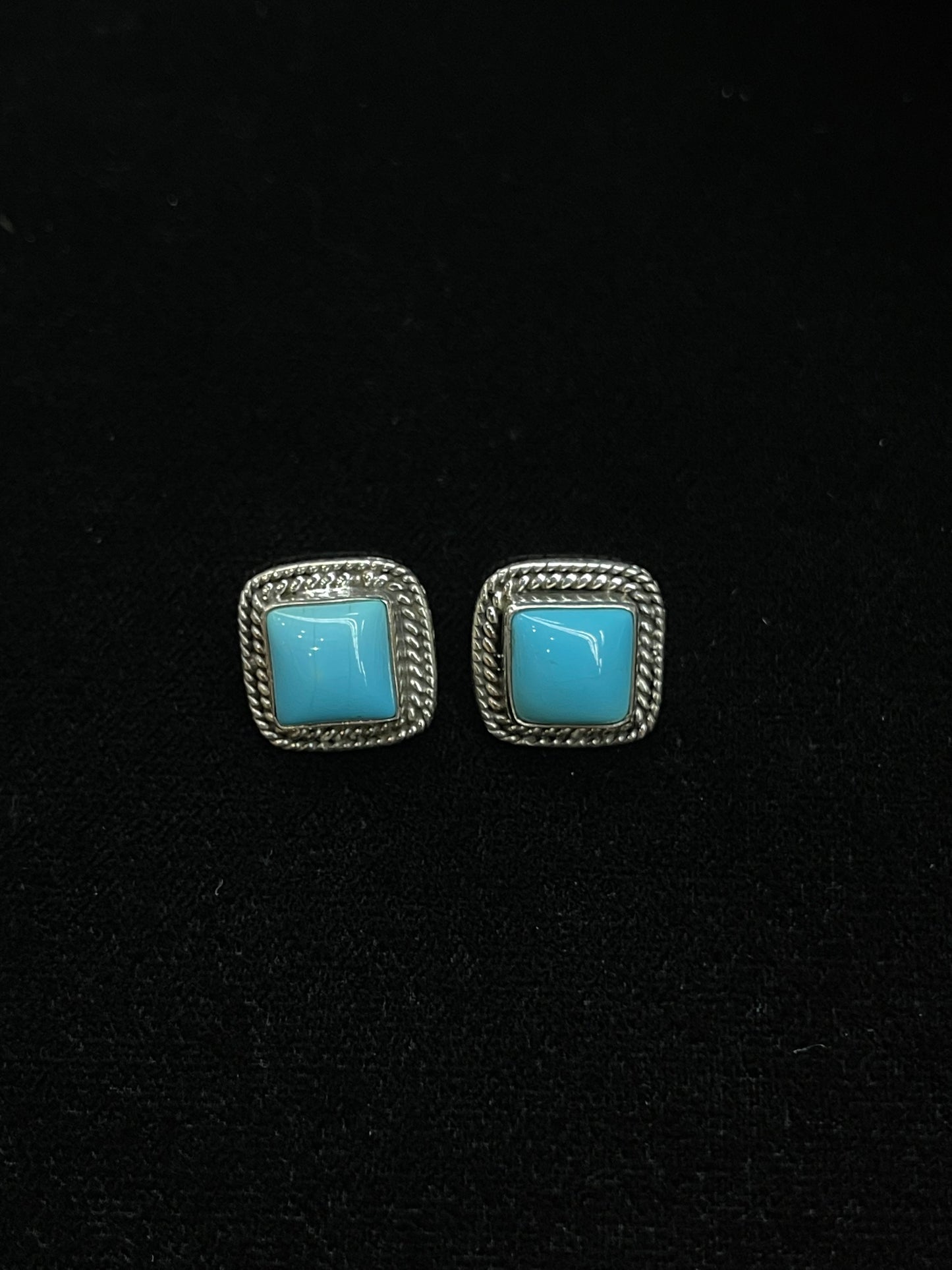 Square Sleeping Beauty Turquoise Post Earrings