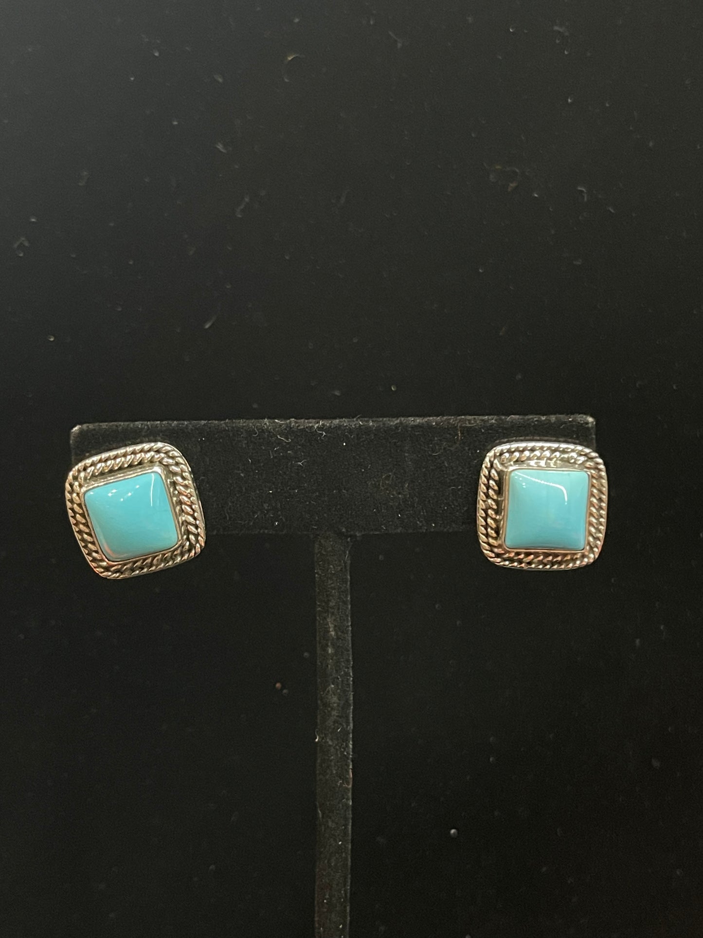 Square Sleeping Beauty Turquoise Post Earrings