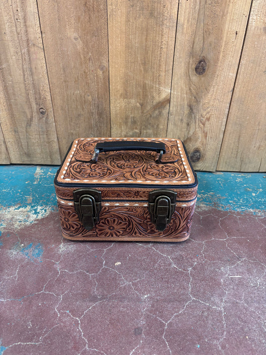 Squared Tooled Leather Jewelry Box
