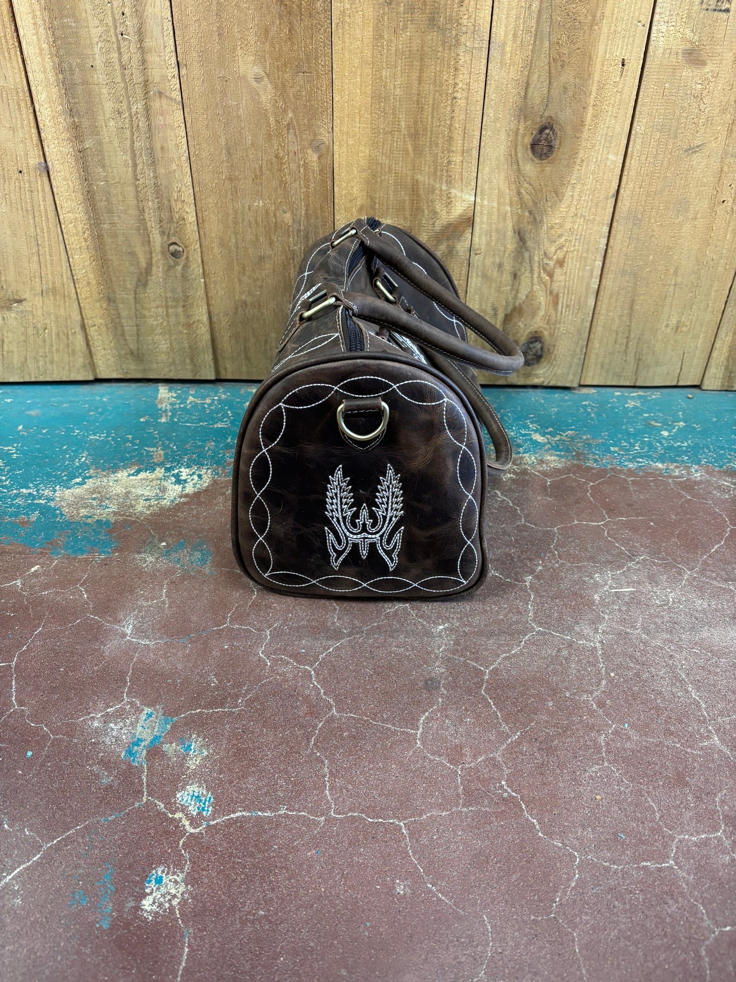 Brown Leather Boot Stitched Speedy Bag Purse