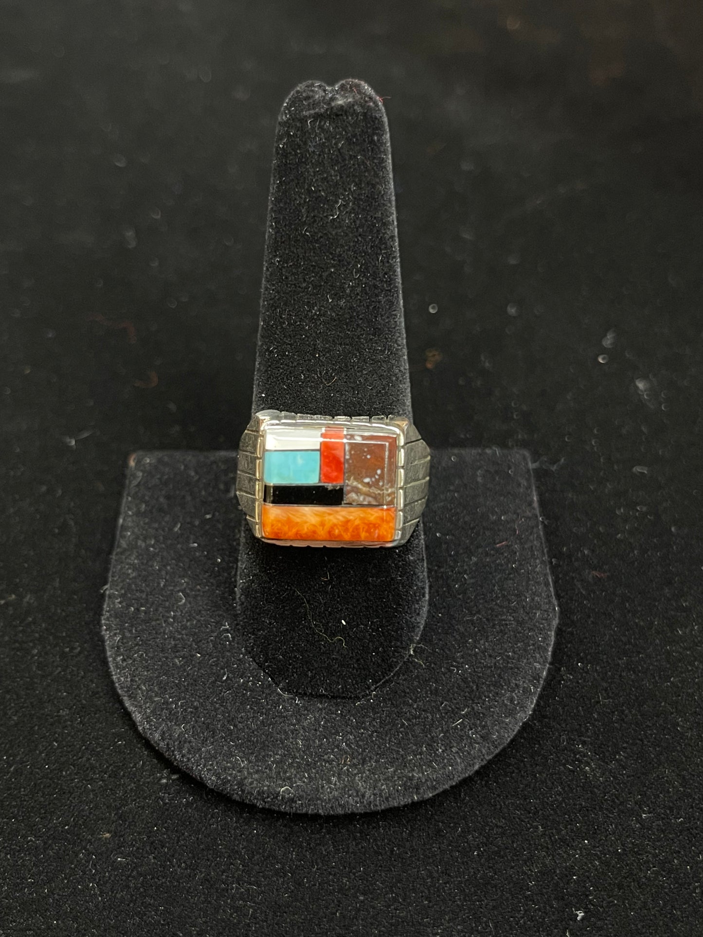 Multi Stone Inlay Ring by Trevor Jack, Navajo