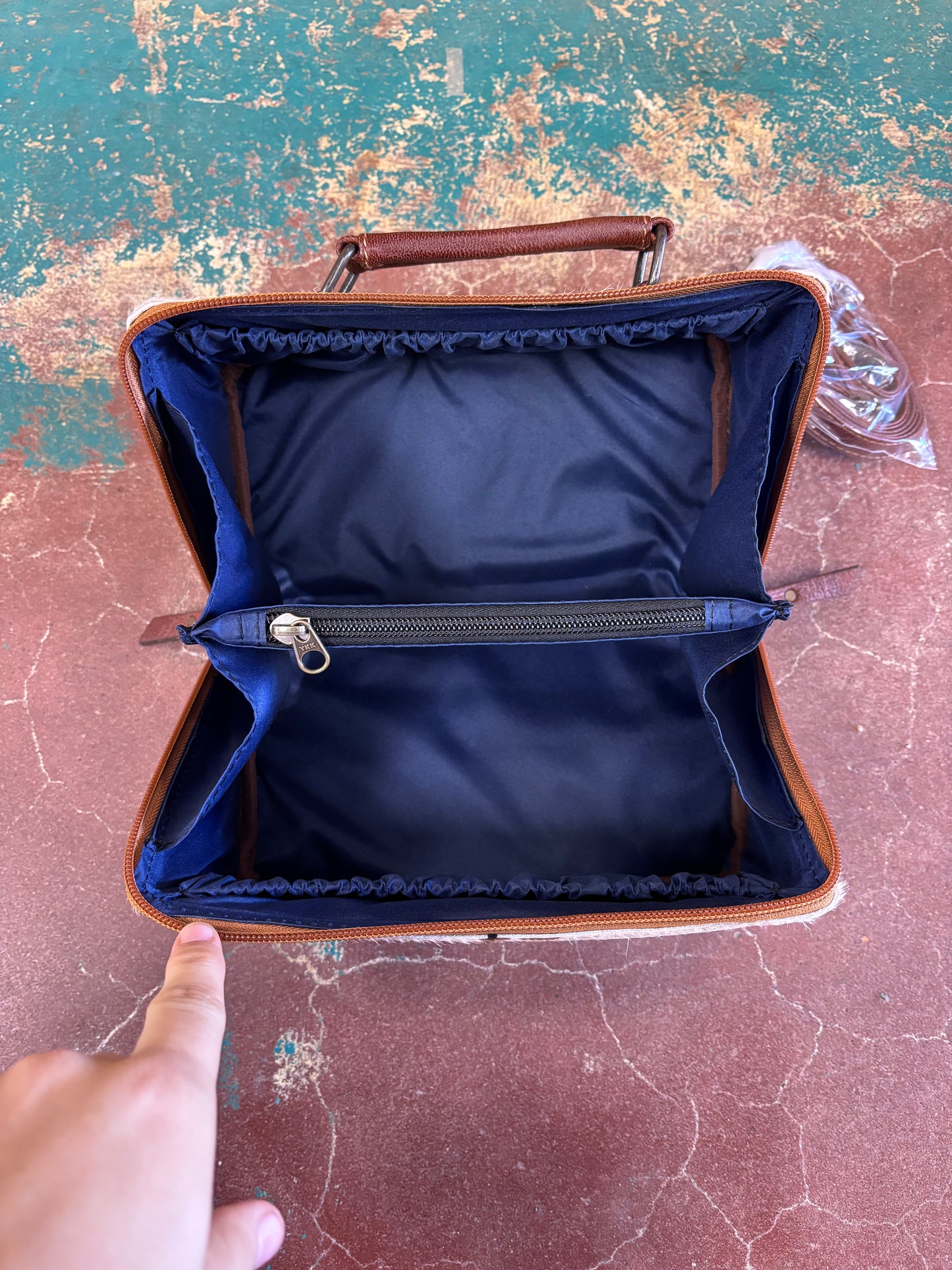 Rectangular Cowhide Make Up Bag/Travel Case