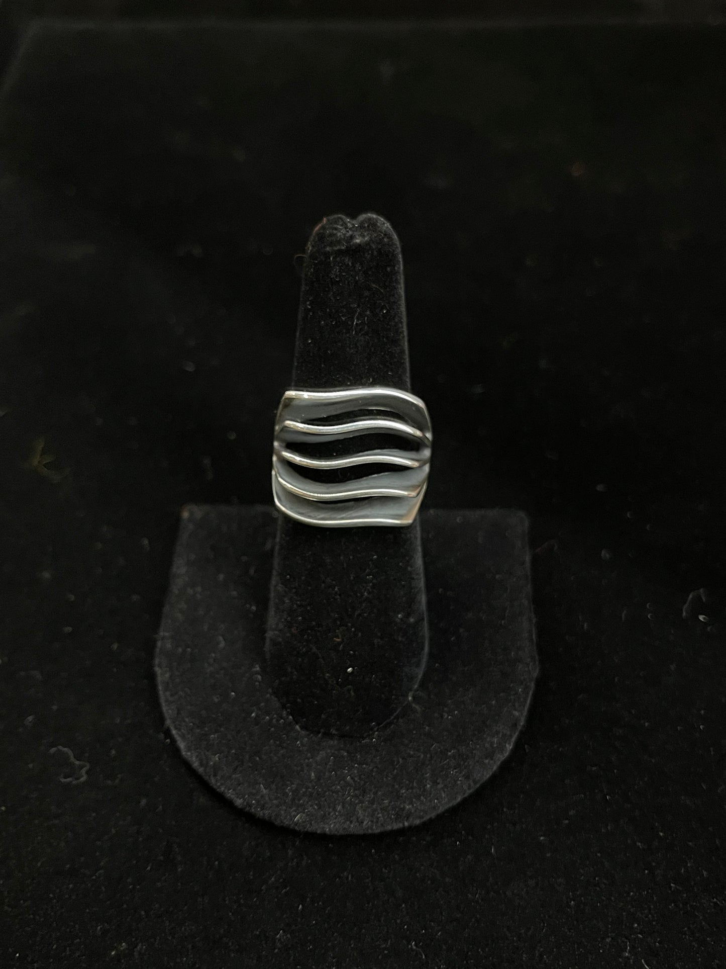 7.0 Sterling Silver Abstract Ring by James Bahe, Navajo