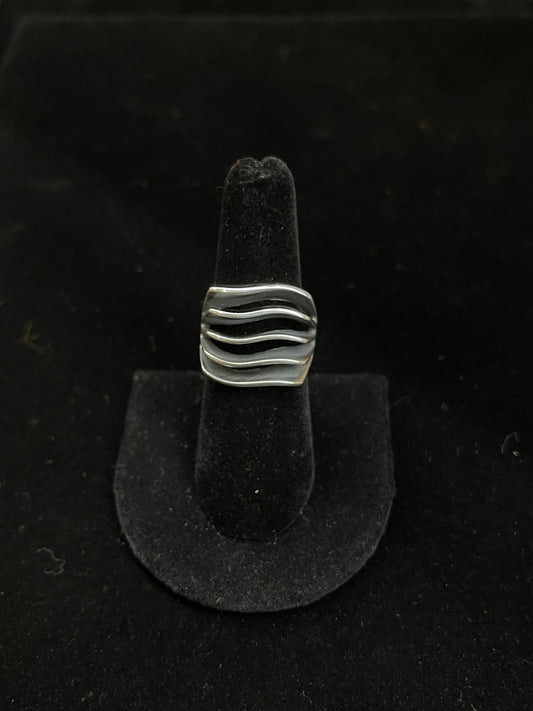 7.0 Sterling Silver Abstract Ring by James Bahe, Navajo