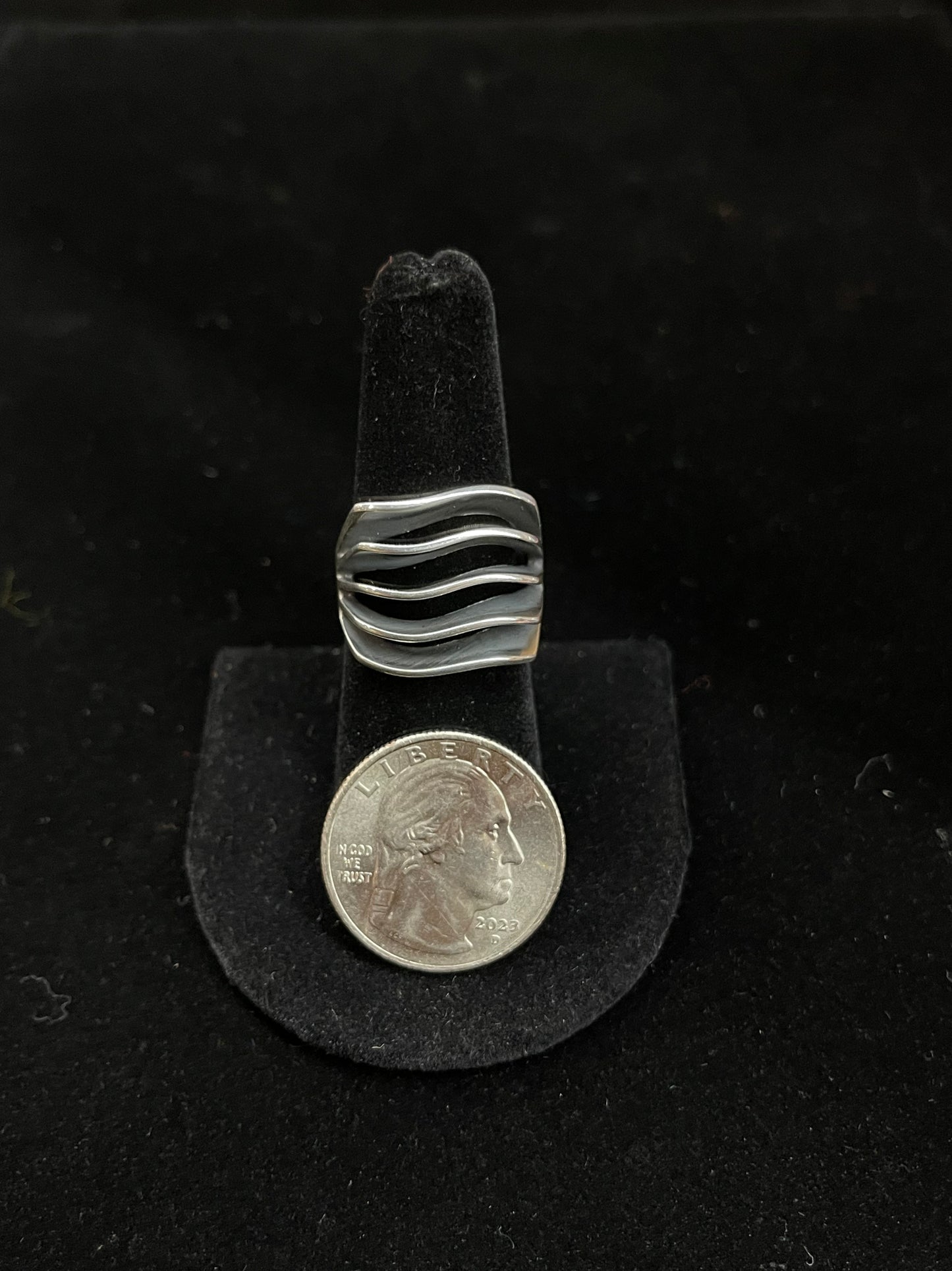 7.0 Sterling Silver Abstract Ring by James Bahe, Navajo