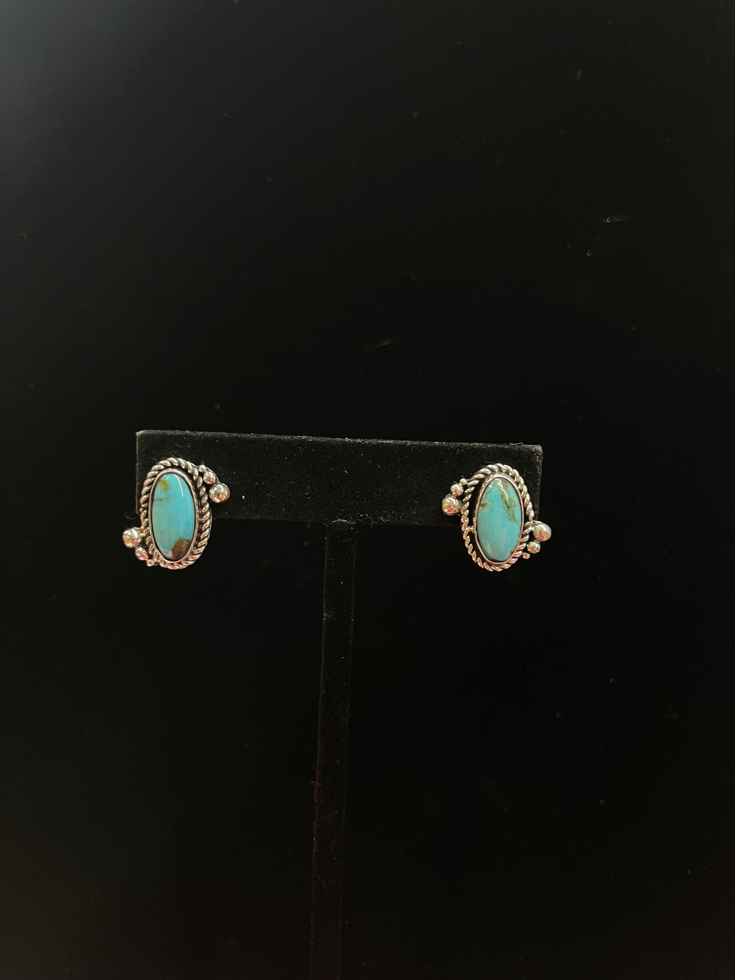 Turquoise Post Earrings by Angie Platero, Navajo