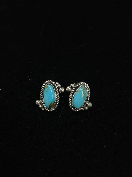 Turquoise Post Earrings by Angie Platero, Navajo