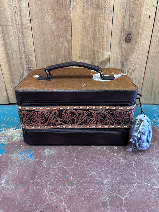 Rectangular Double Stacked Tooled Leather Jewelry Box