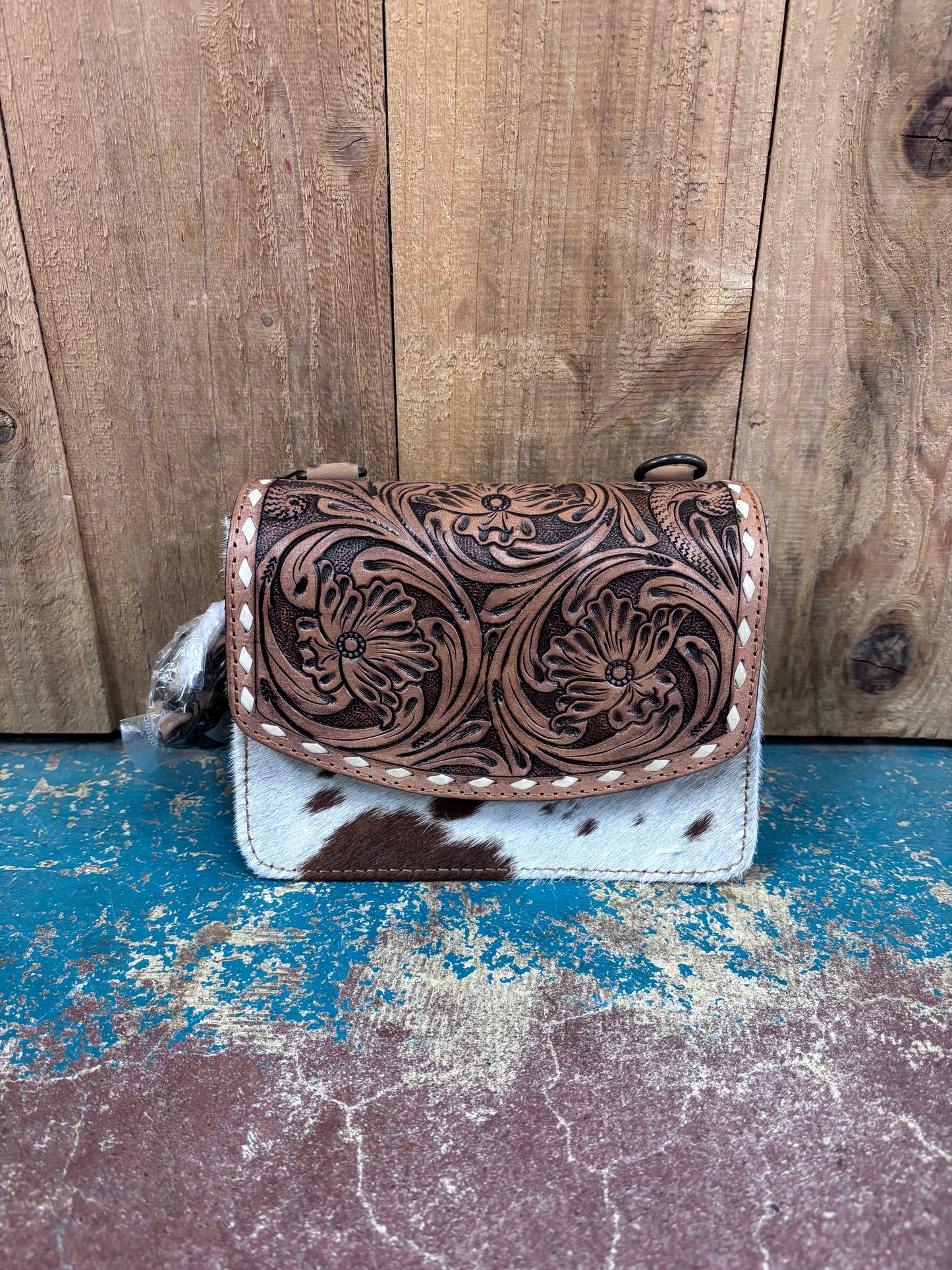 Cowhide Crossbody Leather Tooled Purse