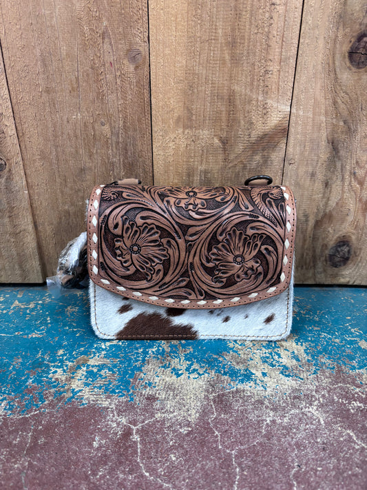 Cowhide Crossbody Leather Tooled Purse
