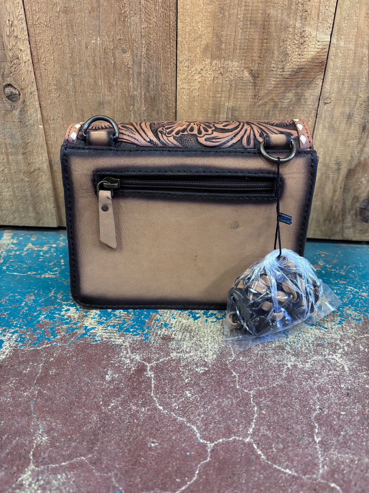 Cowhide Crossbody Leather Tooled Purse