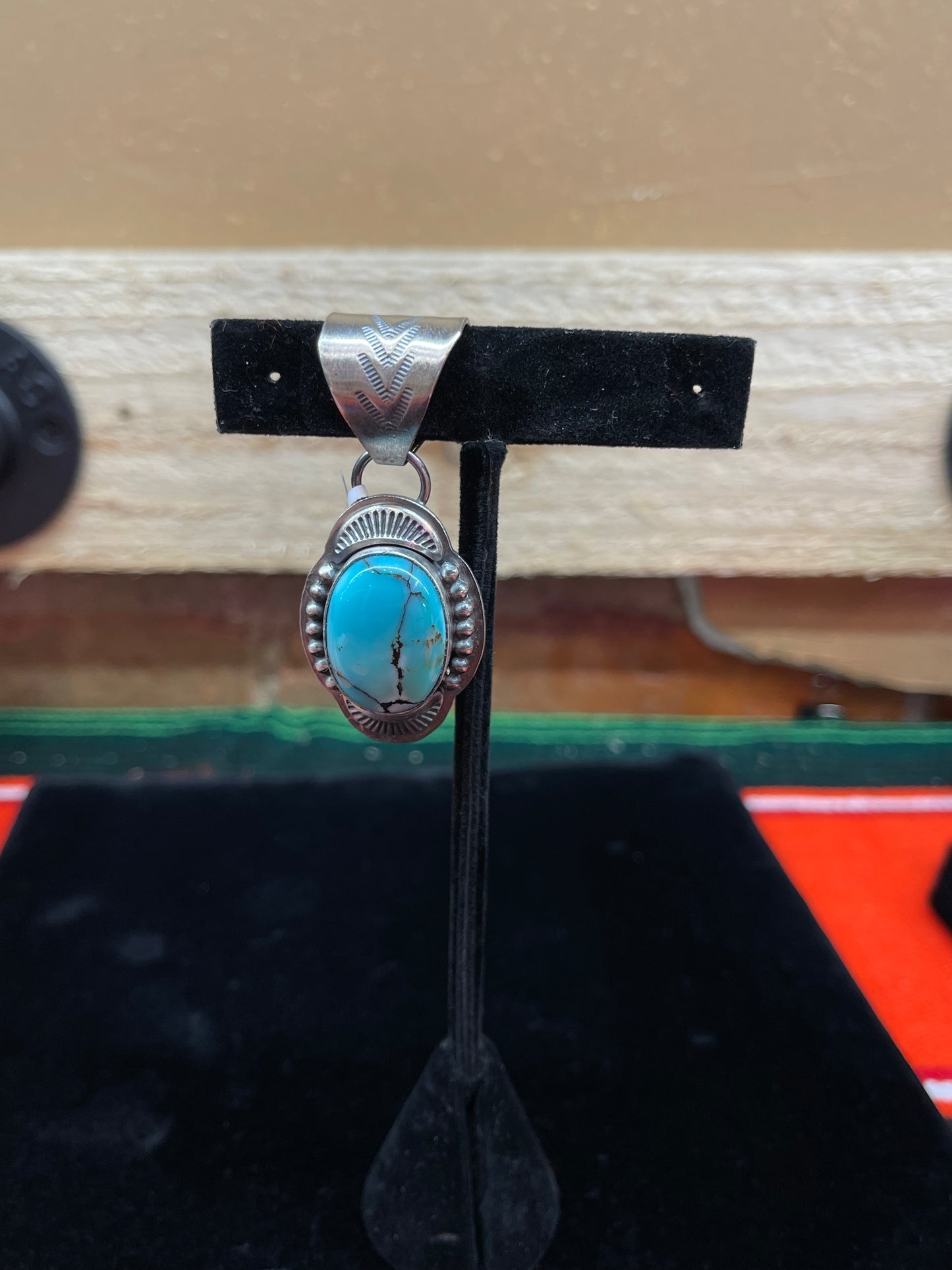 Lone Mountain Turquoise Oval Pendant by Zia