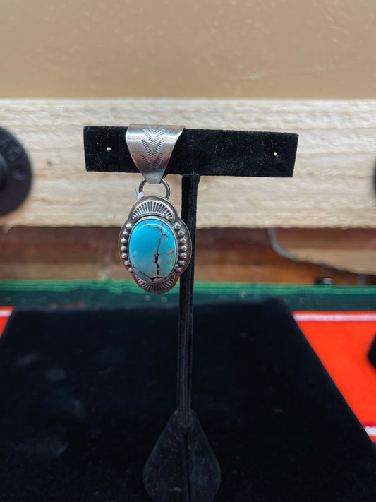 Lone Mountain Turquoise Oval Pendant by Zia