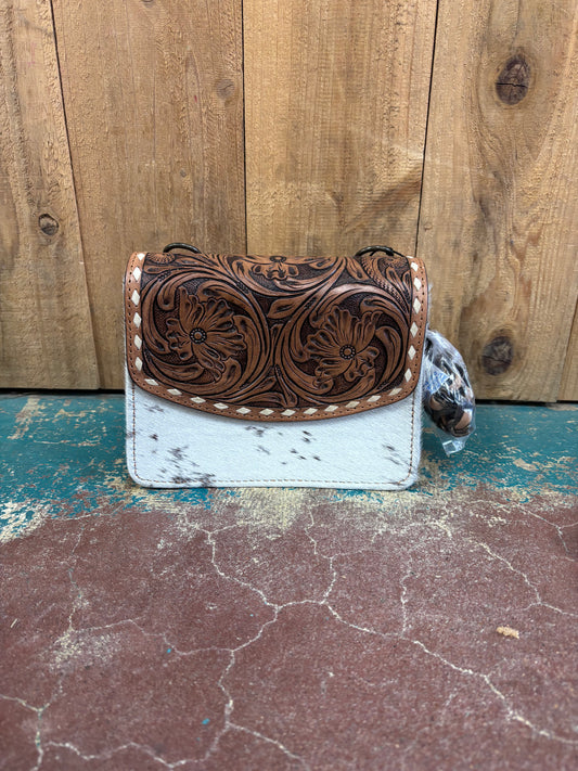 Cowhide Crossbody Leather Tooled Purse