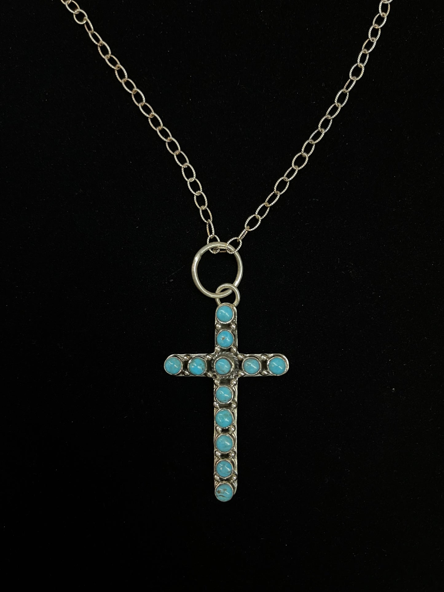 20" Kingman Turquoise Cross Necklace by Hada Collection