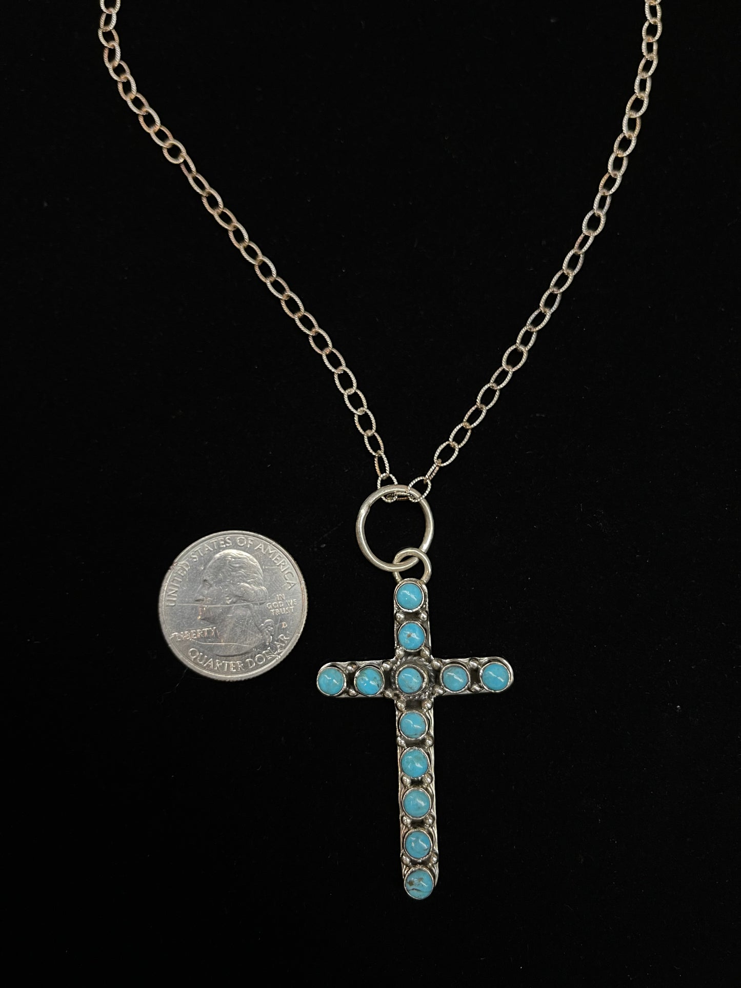 20" Kingman Turquoise Cross Necklace by Hada Collection