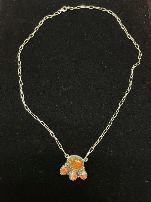 20" Spiny Turquoise Cluster Necklace by Hada Collection