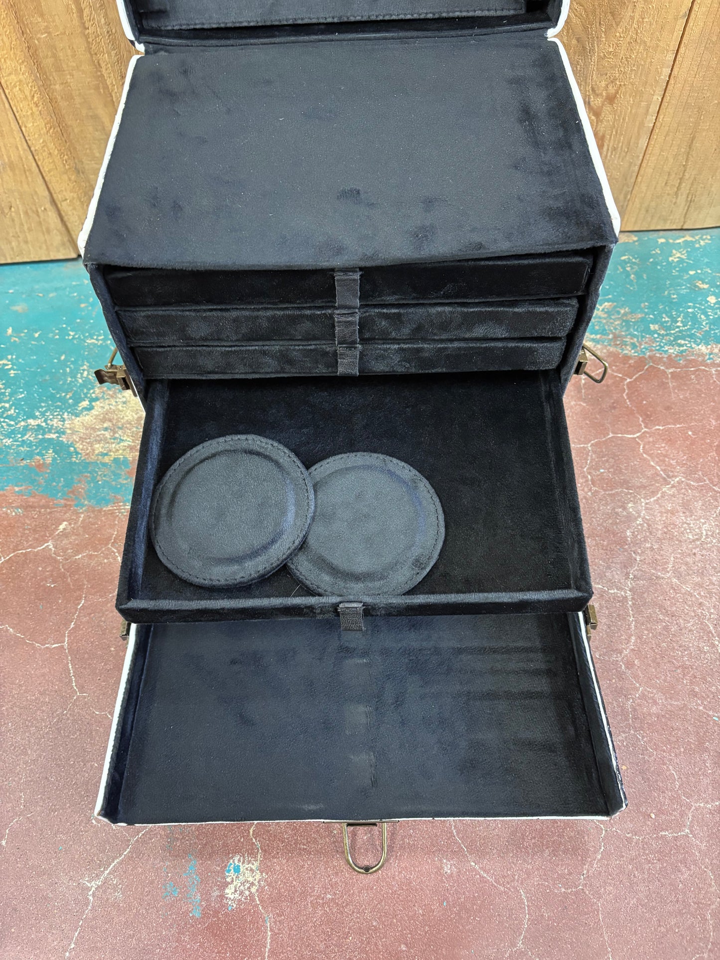 Black And White Checkered Train Case Jewelry Box