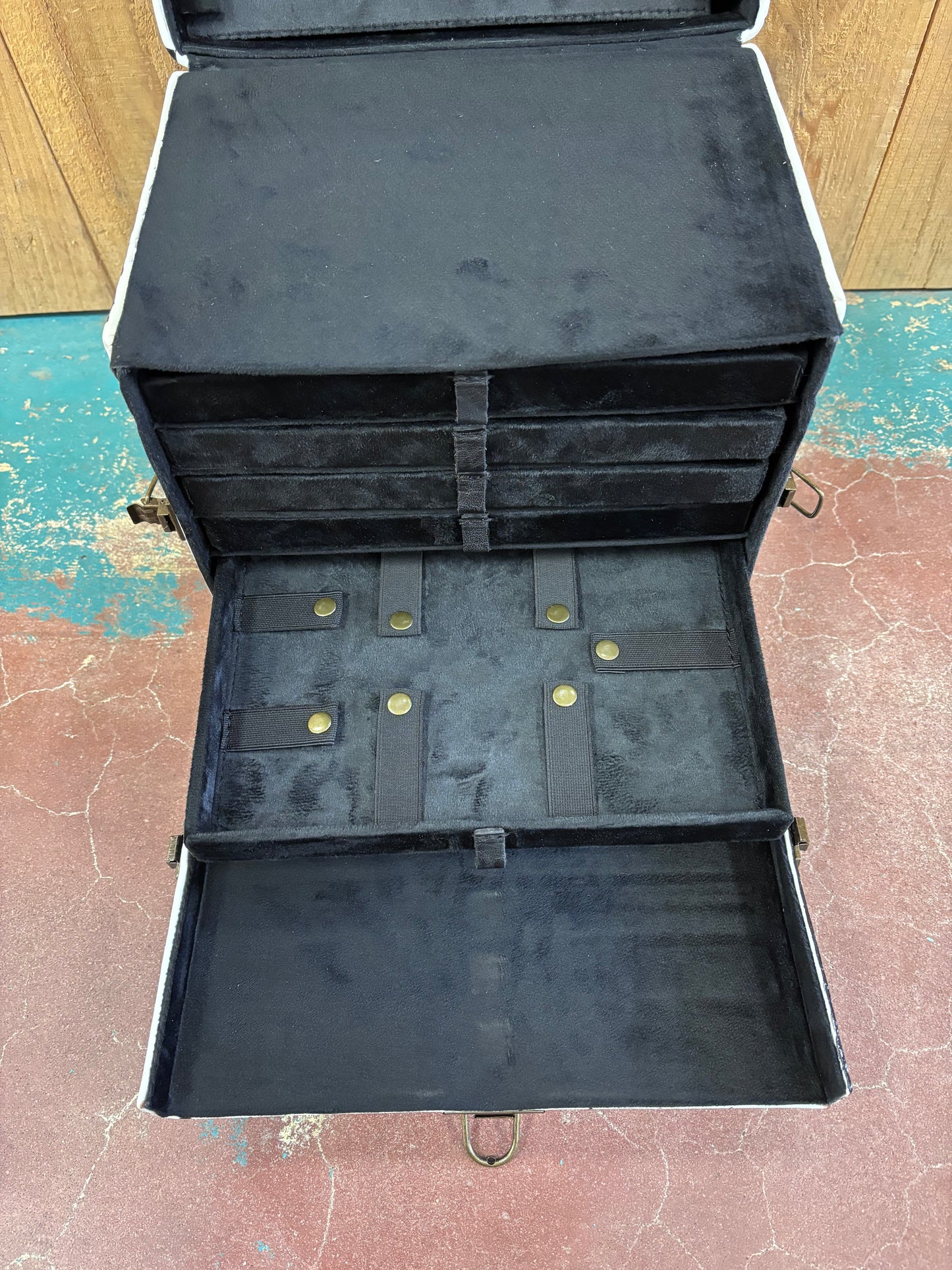 Black And White Checkered Train Case Jewelry Box