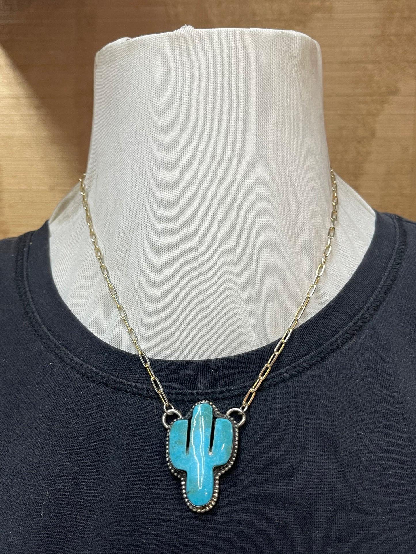 18" Kingman Turquoise Cactus Necklace
