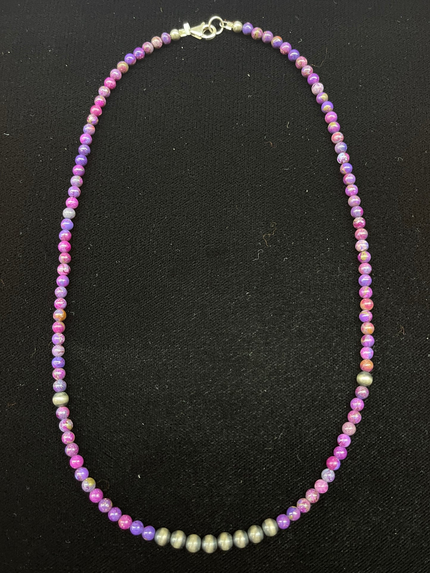 18" 4mm Purple Mojave Beads 5mm Navajo Pearls